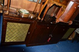 A MODERN MAHOGANY BREAKFRONT SIDEBOARD