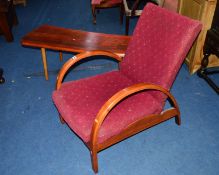 AN ART DECO OAK ARMCHAIR, and a rustic coffee table (2)