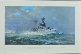 DAVID SHEPHERD (BRITISH 1931-2017), 'GLORY DAYS', a limited edition print 89/850 of the Battleship