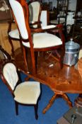 A REPRODUCTION ITALIAN STYLE DINING TABLE, and six matching chairs including two carvers (7)