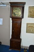 A GEORGE III OAK AND MAHOGANY BANDED LONGCASE CLOCK, eight day movement, the brass dial with Roman