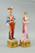 TWO CAPODIMONTE PORCELAIN NAPOLEONIC RELATED FIGURES by B.Merli, his wife Josephine and a General,