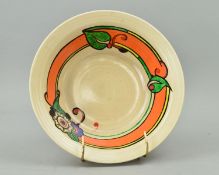 A CLARICE CLIFF FOR WILKINSon LTD BOWL, abstract floral interior design, approximate diameter 22.