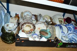 FIVE BOXES AND LOOSE ASSORTED 19TH AND 20TH CENTURY CERAMICS, including Woods Arabesque sugar bowl
