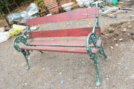 A CAST IRON GARDEN BENCH