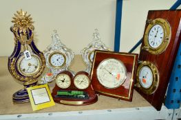 A REPRODUCTION MARIE ANTOINETTE V & A MANTEL CLOCK, two Capodimonte decorative mantel clocks,