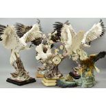 THREE FLORENCE GIUSEPPE ARMANI BIRDS OF PREY, approximate heights 52cm (one reglued wing and loose