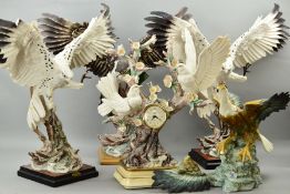 THREE FLORENCE GIUSEPPE ARMANI BIRDS OF PREY, approximate heights 52cm (one reglued wing and loose