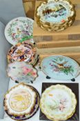 A COLLECTION OF 19TH CENTURY HAND PAINTED DESSERT AND CABINET PLATES, including Copeland &