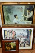 SIX VARIOUS PICTURES, to include small oil on board, birds and foliage, after Jonathan Rose,