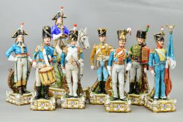 EIGHT CAPODIMONTE PORCELAIN SOLDIERS BY GALLETTI, 'General 1797', (on horseback), 'General 1797' (