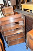 THREE VARIOUS OAK OPEN BOOKCASES, and an oak hall stand (4)
