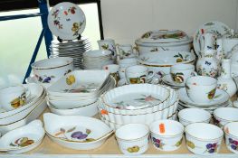 A QUANTITY OF ROYAL WORCESTER EVESHAM PATTERN OVEN TO TABLE WARES, over sixty five pieces, some wear