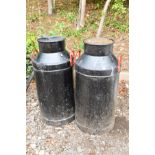 TWO REPAINTED STEEL VINTAGE MILK CHURNS