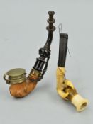 TWO PIPES, to include aa Meerschaum pipe of claw design, length 110mm, together with a B.B.K. Carved