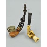 TWO PIPES, to include aa Meerschaum pipe of claw design, length 110mm, together with a B.B.K. Carved