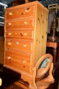 A PINE CHEST, of four long and one deep drawer, approximate size width 64cm x depth 41cm x height