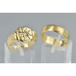 TWO RINGS, the first a signet ring, star set with a brilliant cut diamond, estimated weight 0.