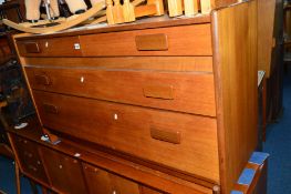 A WHITE AND NEWTON TEAK CHEST, of two short and two long various drawers with rectangular handles,