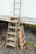 THREE WOODEN STEP LADDERS, and an aluminium single ladder (4)