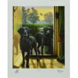 NIGEL HEMMING (BRITISH 1957) 'EARLY RISERS', a limited edition print 64/295 of a pair of black