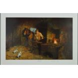 DAVID SHEPHERD (1931-2017), 'JIMMYS FORGE', a limited edition print of a blacksmith at work 297/850,