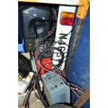 A SEALEY POWER START, a Truck power TD512E, a trailer board and two petrol cans (5)
