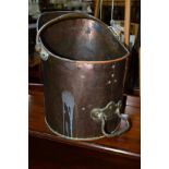 A LATE 19TH CENTURY COPPER COAL BUCKET (sd)