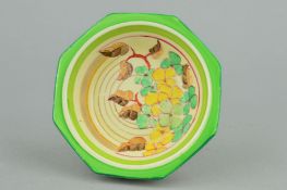 CLARICE CLIFF BIZARRE FOR WILKINSON LTD/ROYAL STAFFORDSHIRE POTTERY OCTAGONAL BOWL, florally