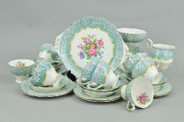 ROYAL ALBERT 'ENCHANTMENT' TEAWARES, to include cake plate, milk jug, sugar bowl, eight cups,