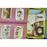 A QUANTITY OF FAMILY PHOTOGRAPHS, postcards etc to include people in military uniforms, holidays,