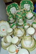 A DELPHINE CHINA TEASET (OVER THIRTY PIECES), together with a Victorian teaset (22) (hairlines and