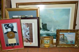 A SMALL QUANTITY OF PICTURES AND PRINTS, etc, to include J Gardner, oil on canvas of a Continental
