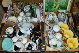 THREE BOXES AND LOOSE CERAMICS, GLASS, PICTURES, etc, to include Royal Albert 'Night and Day' part