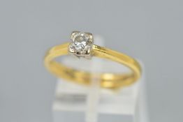 A MODERN 18CT GOLD SINGLE STONE DIAMOND RING, estimated modern round brilliant cut diamond weight