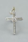 A DIAMOND CROSS PENDANT, the cross pendant channel set with brilliant cut diamonds, total diamond