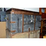 A METAL BANDED PINE CHEST