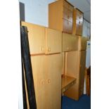 A TEAK THREE PIECE BEDROOM FITMENT, together with a matching pair of bedside drawers