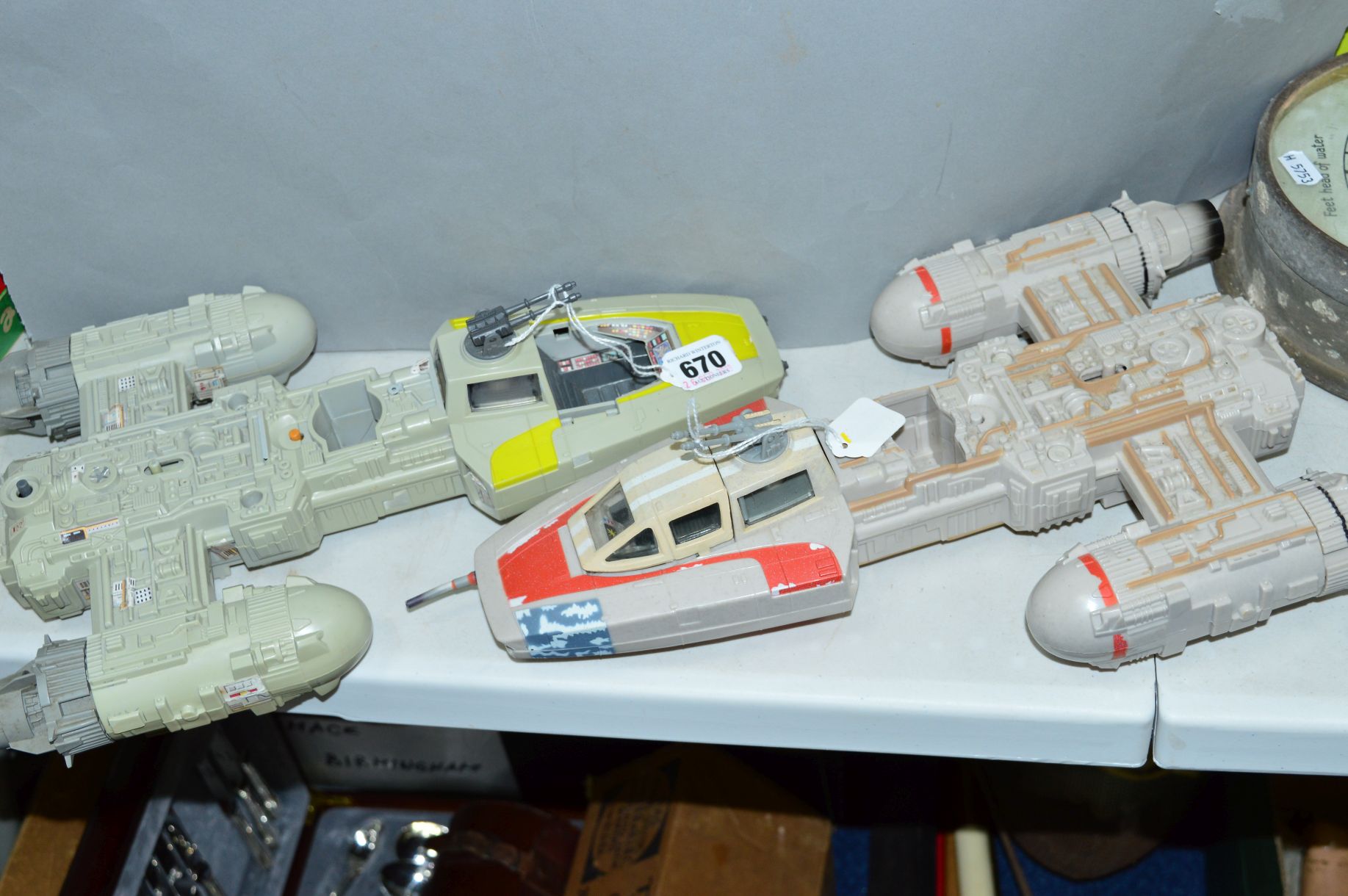 TWO UNBOXED STAR WARS Y WING FIGHTER VEHICLES, both incomplete, Kenner version from 1983, the