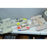TWO UNBOXED STAR WARS Y WING FIGHTER VEHICLES, both incomplete, Kenner version from 1983, the