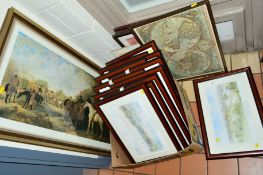 PICTURES AND PRINTS, to include twelve framed Historic places and landscapes, a large hunting