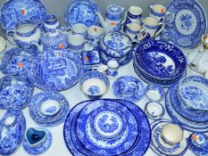A COLLECTION OF BLUE AND WHITE TABLE WARES, to include Doulton 'Watteau', Copeland Spode and Old