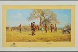 DAVID SHEPHERD (1931-2017) 'THE MASAI', a limited edition print 265/850 of Masai Warriors and