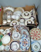 TWO BOXES AND LOOSE CERAMICS, to include Royal Doulton floral teaset, Victorian teaset (af),