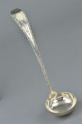 A MID VICTORIAN SILVER LADLE, with bright cut engraved decoration to the handle, hallmarked John