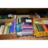 FIVE BOXES OF BOOKS, to include Rogerson, John, Chronicles of the Bible hands