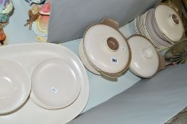 A POOLE POTTERY PINK AND MUSHROOM COLOURED DINNER SERVICE (33 pieces)