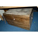 AN EARLY 20TH CENTURY STAINED PINE TOOL CHEST, approximate size width 85cm x depth 61cm x height