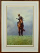 PETER CURLING (IRELAND 1955), 'The Head Lad', a limited edition print 461/600 of a Jockey riding a