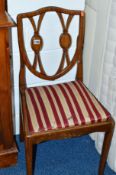 AN EDWARDIAN MAHOGANY AND INLAID ELBOW CHAIR, another elbow chair and georgian chair (3)